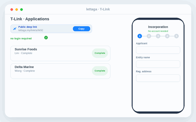 T-Link — clients update their own details
