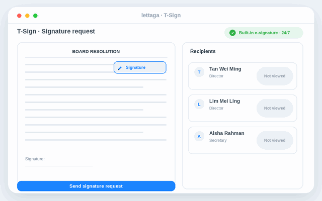 T-Sign — built-in e-signature
